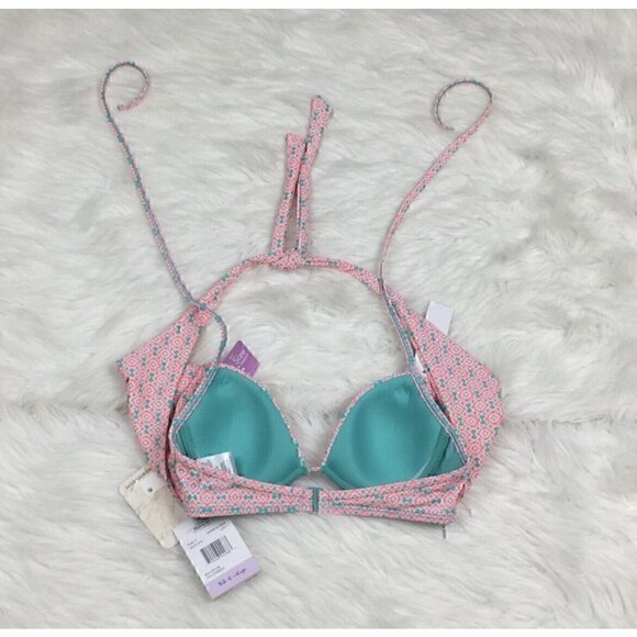 New COCO RAVE Women's Size Small 32C Halter Bikini Top Underwire Wrap It Beach - Picture 3 of 8